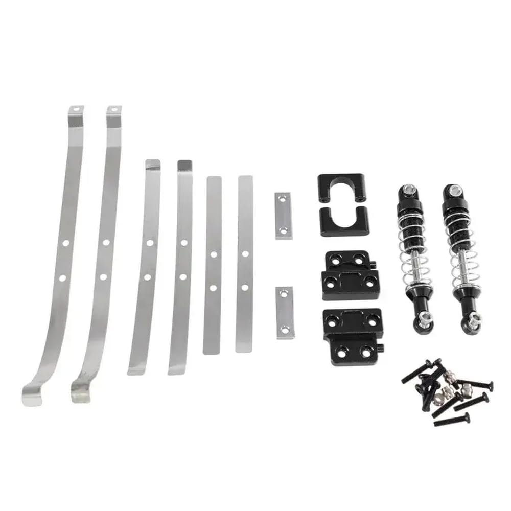 MN82 LC79 RC Car Metal Rear Axle Shock Absorber Leaf Springs with Fixed Seat Mount Bracket Set 1 12 Scale Upgrade Parts Compatible with Similar Models(Black)