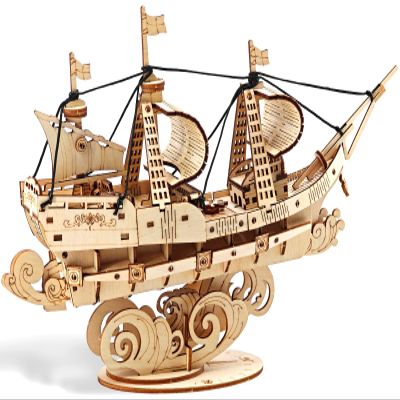 Kaptein 3D Wooden Puzzles for Adults & Teens DIY Ship Model Kit to Build Brain Teaser Craft Birthday Gifts & Desk Decor