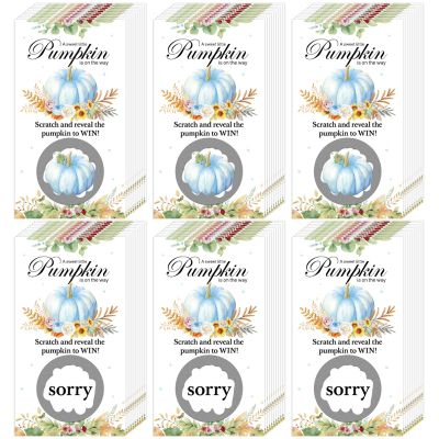 60 Pieces Blue Little Pumpkin Baby Shower Scratch Off Cards Stickers Thanksgiving Day Games Fall Harvest Party Gift for Festive Raffle Tickets 3.5 x 2 inch Baby Shower Scratch Off Game Boy Supplies