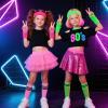 Bememo 24 Pcs Neon Wristbands for Kids End of The Year Student Gifts Bulk Tennis Wrist Sweatbands 80s Neon Youth Basketball Wrist Bands for Boys Girls 90s Party School Supplies (Classic Colors) view 2