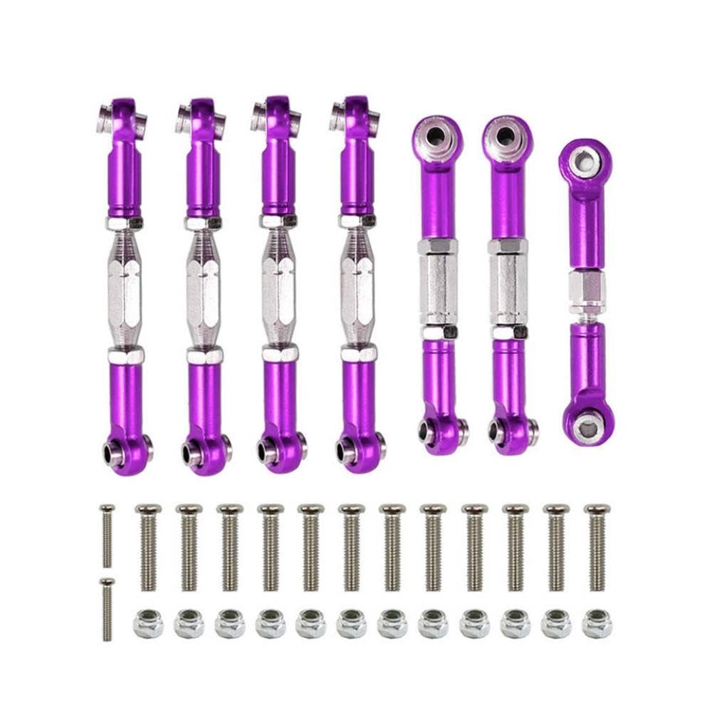 144001 144002 144010 124007 124016 124017 124019 Metal Servo Linkage Rod Set Front and Rear Steering Tie Rod Upgrade Parts Compatible with RC Cars(Purple)