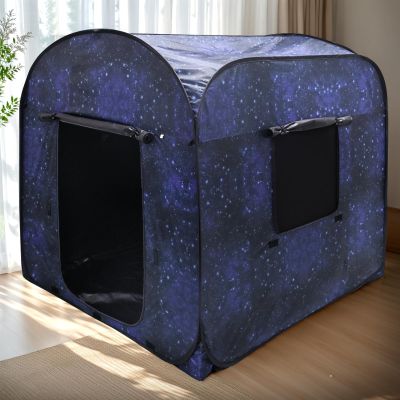 RIYDH Sensory Tent for Kids with Autism - 47.2" Pop Up Play Tent, 100% Blackout Calming Indoor Playhouse with String Light, Portable Toddler Toys for Autistic Children, ADHD, Anxiety Relief