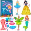 Magnetic Dress Up Dolls Girls Toys Princess Mermaid Fairy Ballerina Fridge Magnets Puzzles Toddlers 3-5 Pretend Play Car Road Trip Airplane Travel Games Activity Birthday Gift 3 4 5 6 7 8 Gilr Boy view 1
