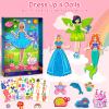 Magnetic Dress Up Dolls Girls Toys Princess Mermaid Fairy Ballerina Fridge Magnets Puzzles Toddlers 3-5 Pretend Play Car Road Trip Airplane Travel Games Activity Birthday Gift 3 4 5 6 7 8 Gilr Boy view 2
