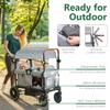 Kinder King Folding Wagon Stroller for 2 Kids, All-Terrain Baby Stroller Wagon Outdoor, Removable Canopy 2 Seater, Adjustable Handle, Shock-Absorbing Wheel, Detachable Tray, Parent Organizer, Gray view 2