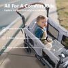Kinder King Folding Wagon Stroller for 2 Kids, All-Terrain Baby Stroller Wagon Outdoor, Removable Canopy 2 Seater, Adjustable Handle, Shock-Absorbing Wheel, Detachable Tray, Parent Organizer, Gray view 3
