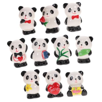 Mobestech 10pcs Miniature Panda Ornaments Ceramic Decorations Panda Desktop Decoration Home Decor for Home