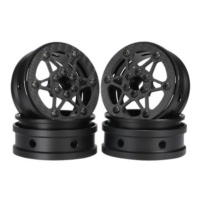 2.2 beadlock Wheels 4PCS Carbon Fiber Wheel Rims for 1/10 RC Crawler Cheater Rigs Capra SCX10 Pro TF2 Element Enduro TRX4 Upgrade Parts (A)