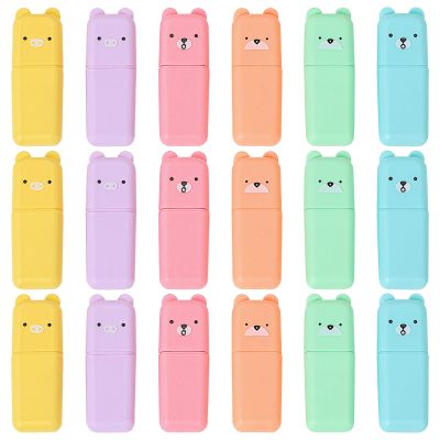 18-Pack Colorful Mini Marker Pens with Bear Motif, Dual Chisel Tip, Transparent Barrel, Ideal for Home, Office, and School Use