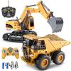 2 Pack Rc Construction Vehicles, Remote Control Excavator & Dump Truck Set view 1