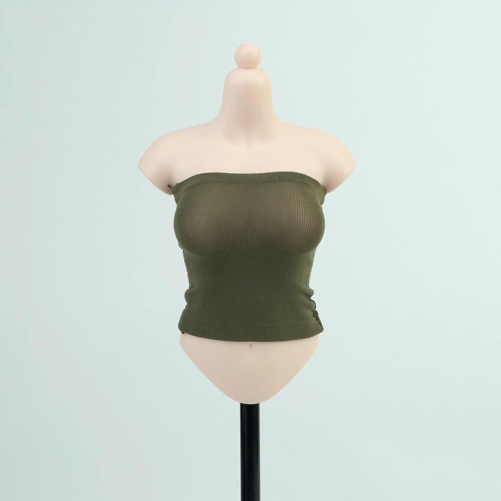 1/6 Scale Female Clothes, Strapless Underwear Vest for 12-inches Action Figure Body Doll, Female Figure Camisole Clothing 1/6 Girl Doll Sleeveless Inner Undershirt (deep Green, Long)
