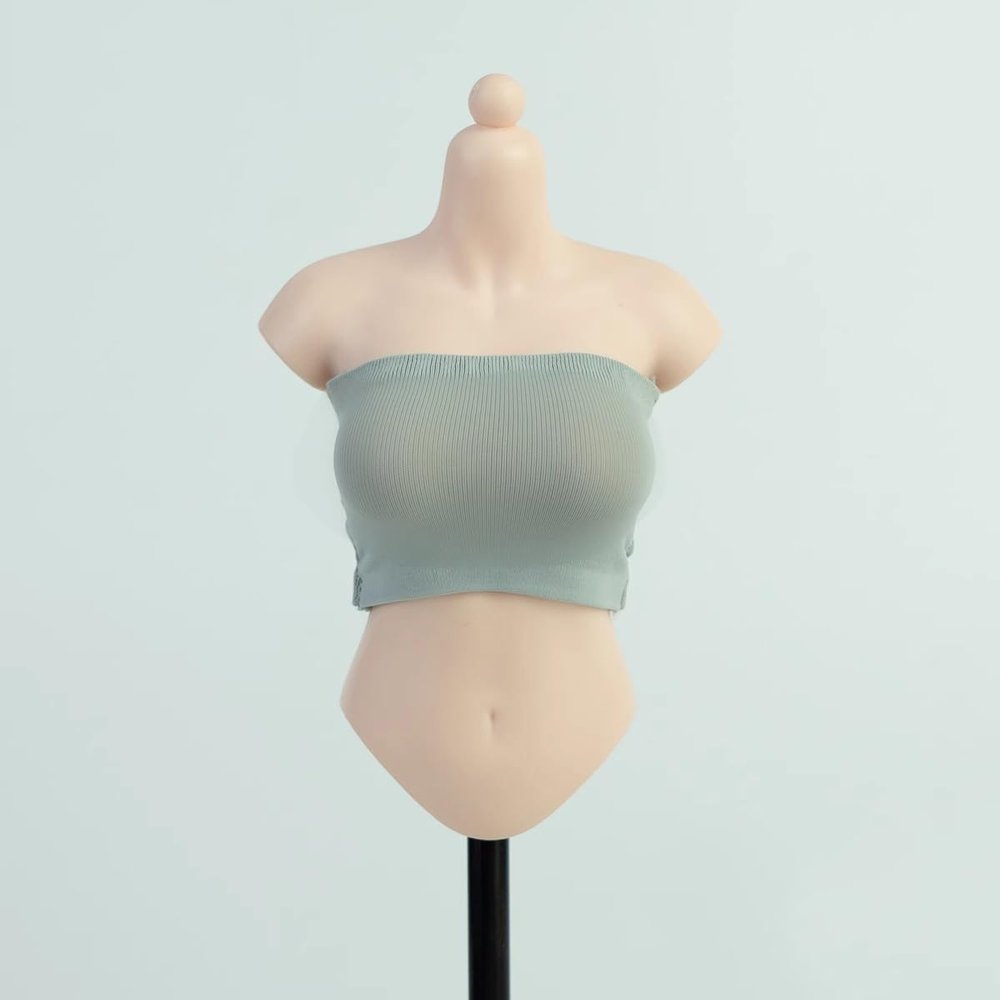 1/6 Scale Female Clothes, Strapless Underwear Vest for 12-inches Action Figure Body Doll, Female Figure Camisole Clothing 1/6 Girl Doll Sleeveless Inner Undershirt (Grey-Green, Short)