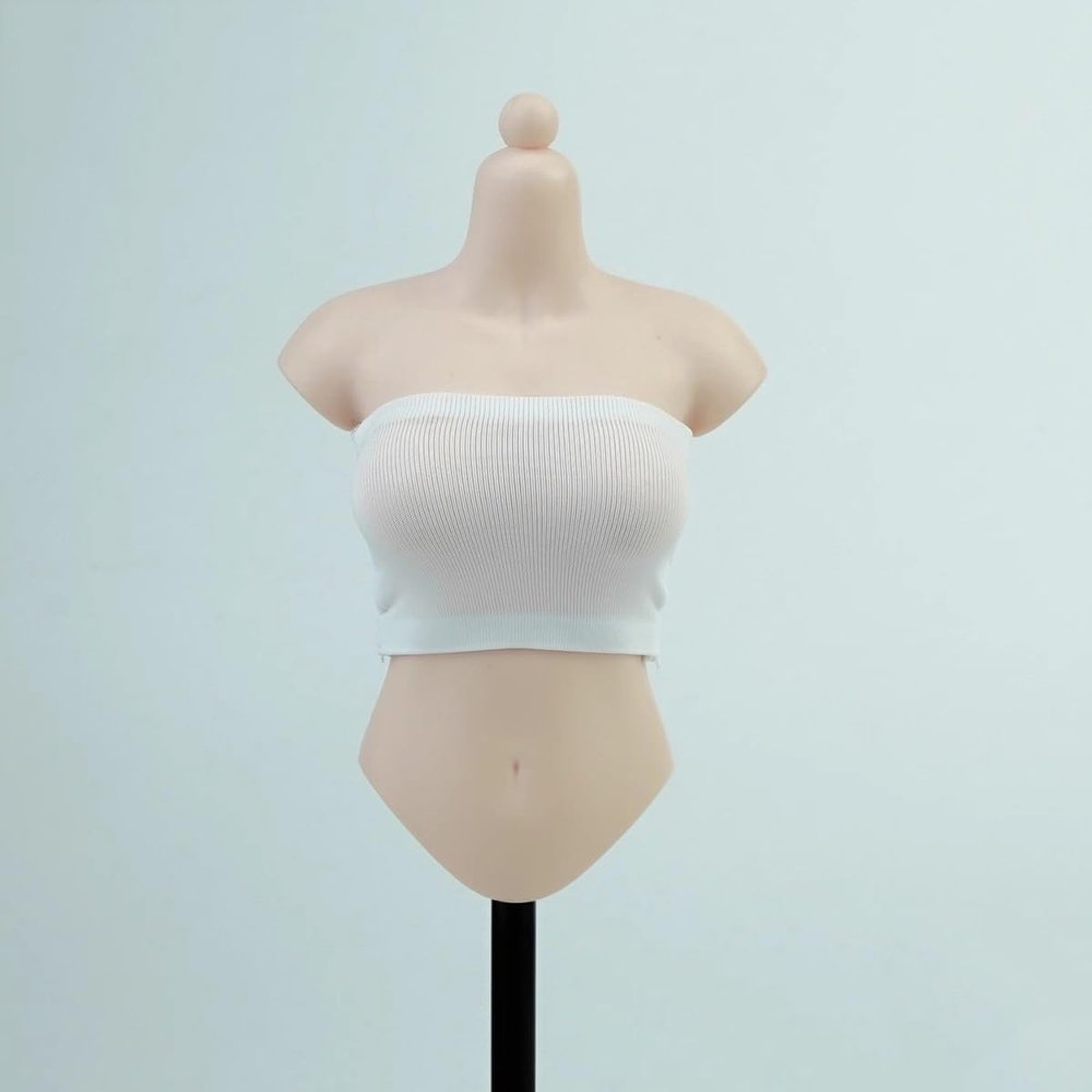 1/6 Scale Female Clothes, Strapless Underwear Vest for 12-inches Action Figure Body Doll, Female Figure Camisole Clothing 1/6 Girl Doll Sleeveless Inner Undershirt (White, Short)