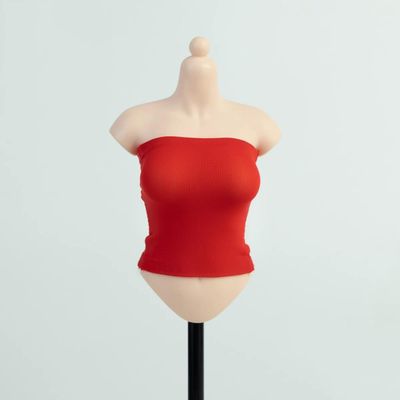 1/6 Scale Female Clothes, Strapless Underwear Vest for 12-inches Action Figure Body Doll, Female Figure Camisole Clothing 1/6 Girl Doll Sleeveless Inner Undershirt (red, Long)