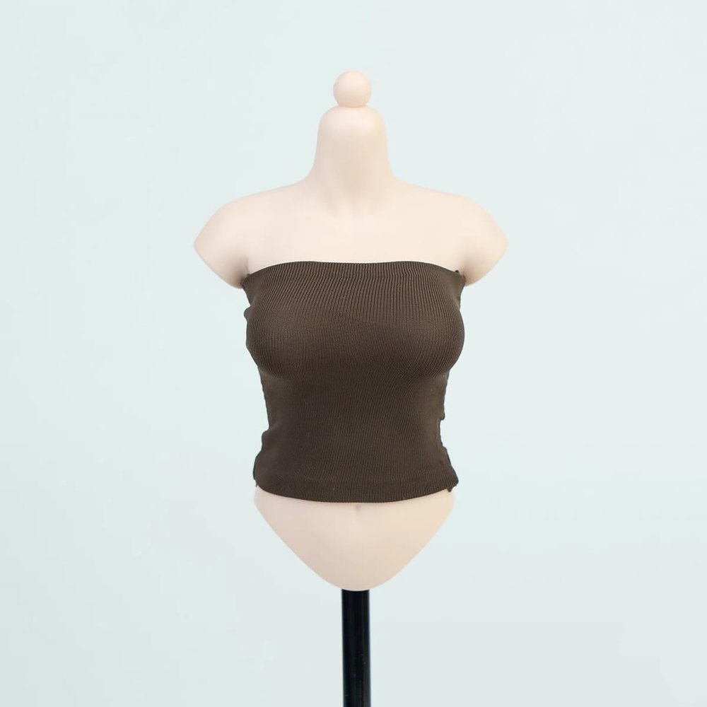 1/6 Scale Female Clothes, Strapless Underwear Vest for 12-inches Action Figure Body Doll, Female Figure Camisole Clothing 1/6 Girl Doll Sleeveless Inner Undershirt (Coffee, Long)