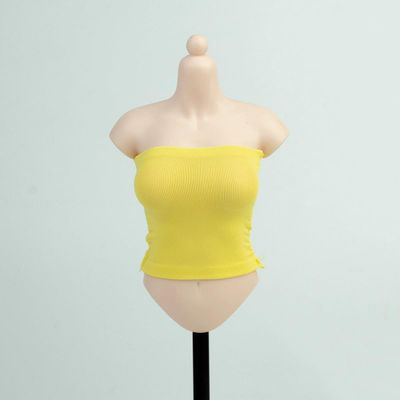 1/6 Scale Female Clothes, Strapless Underwear Vest for 12-inches Action Figure Body Doll, Female Figure Camisole Clothing 1/6 Girl Doll Sleeveless Inner Undershirt (Yellow, Long)