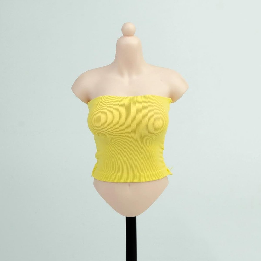 1/6 Scale Female Clothes, Strapless Underwear Vest for 12-inches Action Figure Body Doll, Female Figure Camisole Clothing 1/6 Girl Doll Sleeveless Inner Undershirt (Yellow, Long)