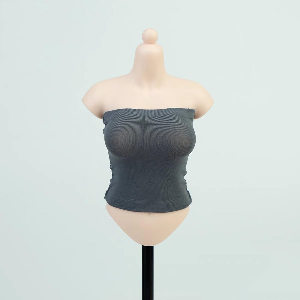 1/6 Scale Female Clothes, Strapless Underwear Vest for 12-inches Action Figure Body Doll, Female Figure Camisole Clothing 1/6 Girl Doll Sleeveless Inner Undershirt (deep Grey, Long)