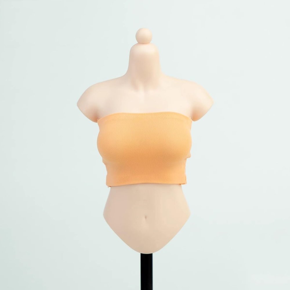 1/6 Scale Female Clothes, Strapless Underwear Vest for 12-inches Action Figure Body Doll, Female Figure Camisole Clothing 1/6 Girl Doll Sleeveless Inner Undershirt (Orange, Short)