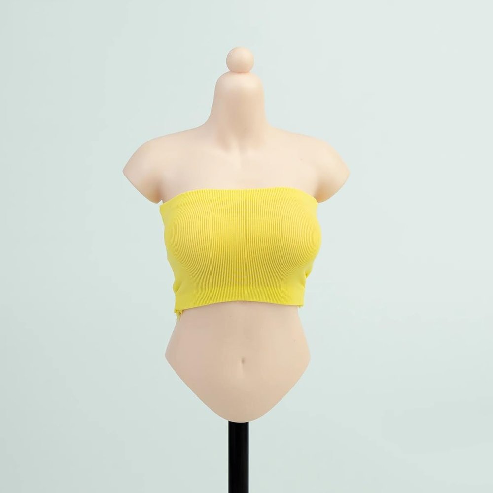 1/6 Scale Female Clothes, Strapless Underwear Vest for 12-inches Action Figure Body Doll, Female Figure Camisole Clothing 1/6 Girl Doll Sleeveless Inner Undershirt (Yellow, Short)