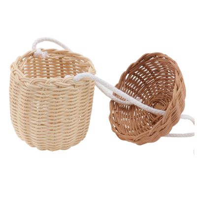 Ipetboom 1Pc Mini Rattan Bag for Cross Body Pouch Durable Photography Prop Cute Basket Shaped Design for Little