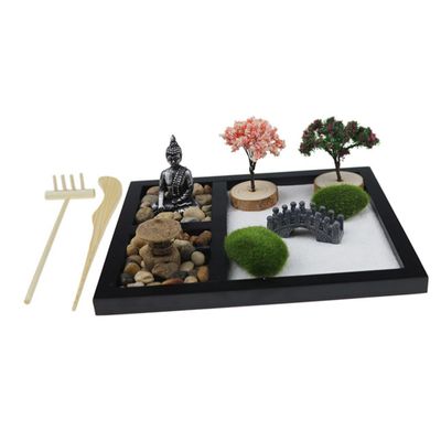 NAMOARLY Zen Garden Kit Decorative Sandbox for Home and Office Resin Art Piece Buddha Figure Miniature Meditation Decor for Desk Relaxation and Mindfulness