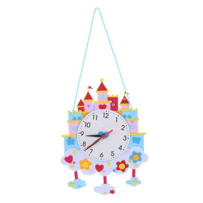 MOLUCKFU 1Set Cartoon Clock DIY Kit Handmade Craft Material for Festival Party Non Woven Clock Making for Recognition