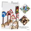 Abaodam 1Set Creative Traffic Sign Simulation Roadblock Signs for Educational Cognitive Play Imaginative Role Play Symbol Recognition Wooden Traffic view 2