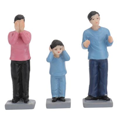 EXQUIMEUBLE 3pcs Miniature Sand Table Character Figures for Home Decoration Colorful Simulation People Model Realistic Dollhouse Figures for Family Dispute Theme