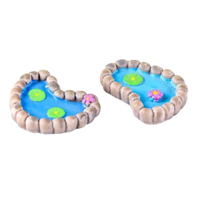 ZUNOXAZ 2Pcs Decorative Micro Landscape Ponds Vivid Sand Table Model Adornment for Aquatic Scenes Heart Shaped Lotus Leaf Footprint for Desktop Decor