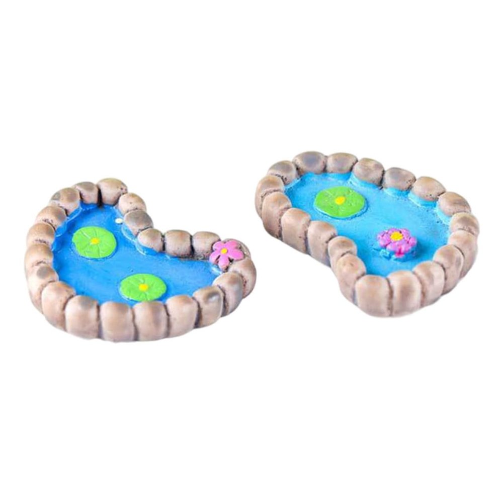 ZUNOXAZ 2Pcs Decorative Micro Landscape Ponds Vivid Sand Table Model Adornment for Aquatic Scenes Heart Shaped Lotus Leaf Footprint for Desktop Decor