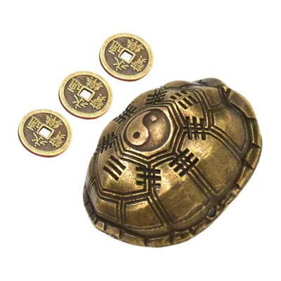 Chinese Divination Turtle Shell Figurine 1 Set Decorative Alloy Tortoise Ornament Wealth Craft for Home Decor and Fortune-Telling
