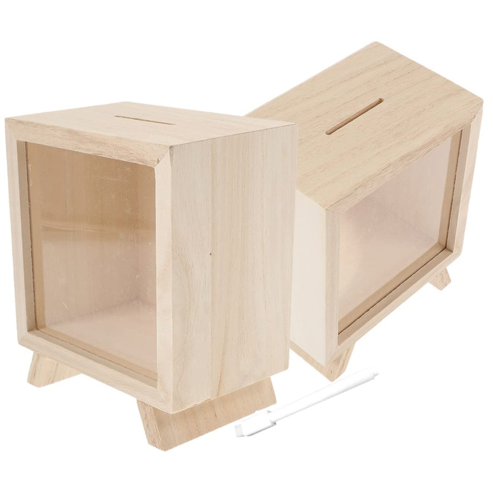 Abaodam Wooden Piggy Bank Set for Kids and Adults 3PCS Unbreakable Money Saving Jar with Slot for Coins Coffee Shop Tip Box and Savings Bank for Children and Adults