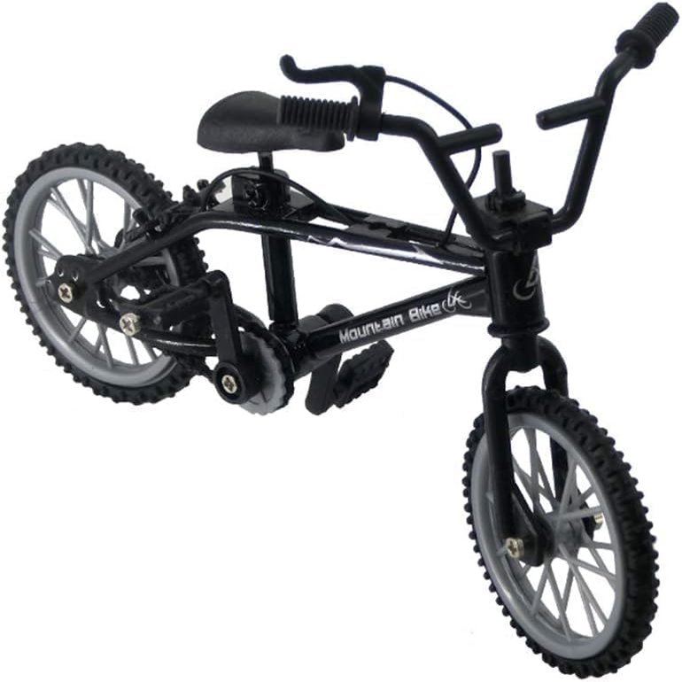 Yxinjy Black 1/18 Finger Bike Action Figure Toy,Mini Finger Mountain Bike Model Art Crafts Desktop Decor