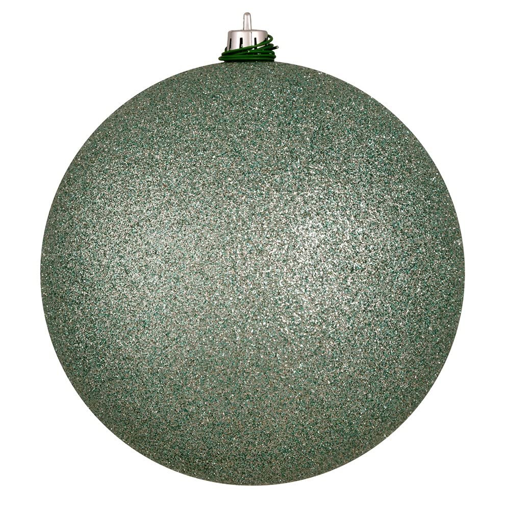 4 in. Gray Mint Glitter Ball Drilled - Bag of 6