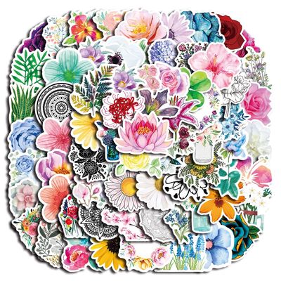 100pcs Cute Flower Stickers Waterproof Vinyl Stickers Flower Stickers for Notebooks Diaries Greeting Cards Notebooks Gift Decorations Water Bottles DIY Crafts