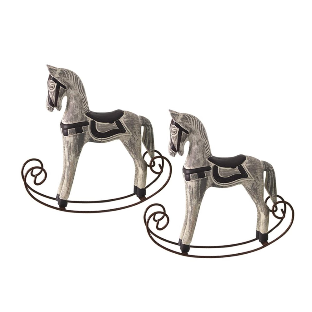 WEKAMOS 2pcs Unique Wooden Horse Decor Handmade Horse Sculpture for Birthday Decor