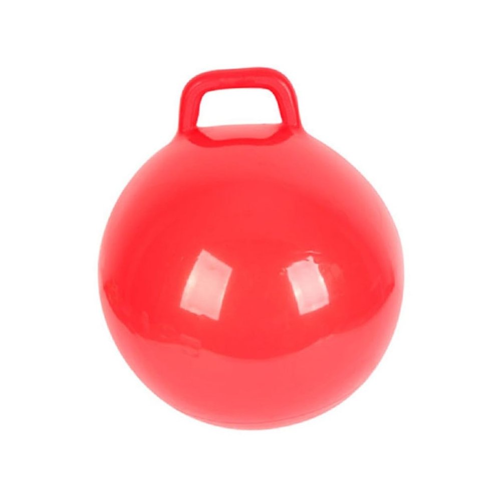 HEALSOPTHY Inflatable Bounce Hop Ball Red Jumping Ball with Handle for Promotes Coordination and Balance Skills Outdoor Fun