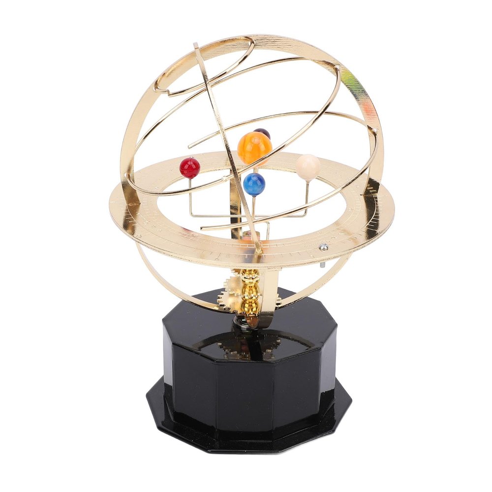 TOPINCN Golden Solar System Model Rotate for Relaxation Premium Iron Plastic Gifts Choice Educational Toy for Home Office Ornament Solar System Model Decoration