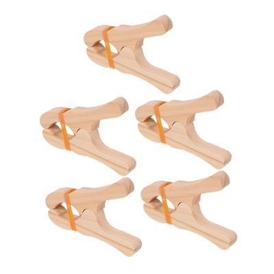 DIYEAH 5pcs Wooden Game Clips for Natural Construction for Montessori Building Games Playground Activities Durable Quilt Clamps for Interactive Play