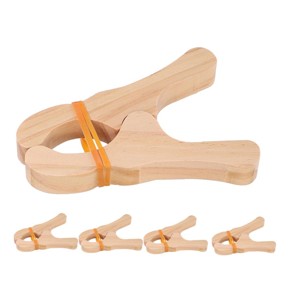 COHEALI 5pcs Wooden Play Clips for Montessori Building Clips for Blanket Forts and Playhouse Accessories Safe Natural Design for Kindergarten Home and School Play