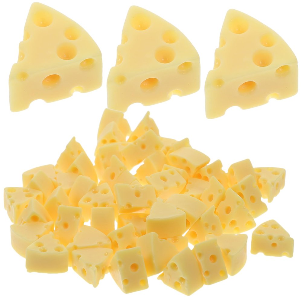 Gogogmee 50Pcs Realistic Fake Cheese Model Lifelike Resin Food Simulation for Miniature Kitchen Decorations for DIY Crafts and Unique Ideas