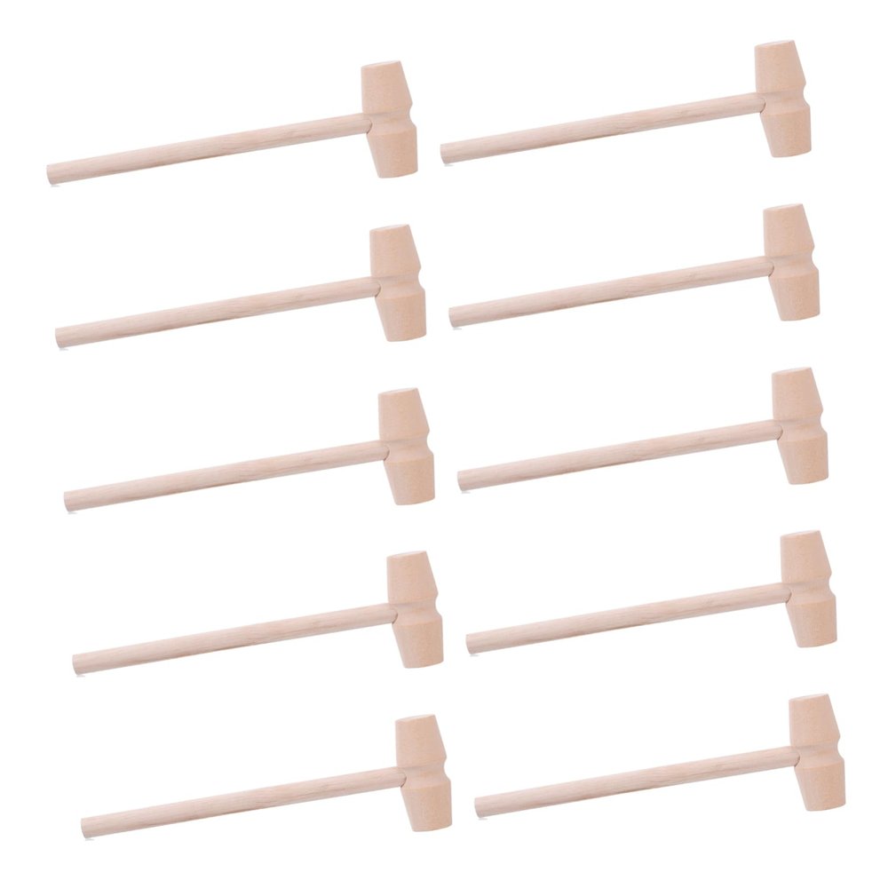 BEBEMOKO 10Pcs Mini Wooden Hammers Ergonomic Lightweight DIY Tools for Parent Interactive for Home Decoration and Creative Play