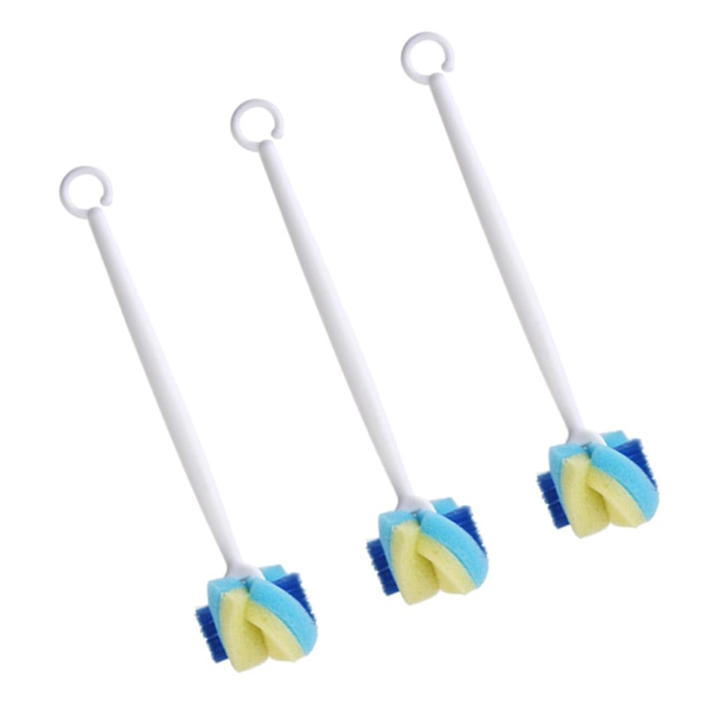 ERINGOGO 3 Pcs Sponge Cleaning Brush Set Long Handle Bottle Brush and Glass Cup Cleaner Kitchen Cleaning Tool for Baby Bottles and Water Mugs