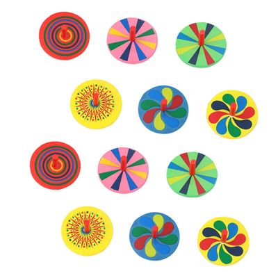 JOINPAYA 12PCS Colorful Wooden Gyro Toys for Kids Educational Decompression Tops Fun Fidget Spinning Toys for Boys and Girls for Home and School Play Random Style