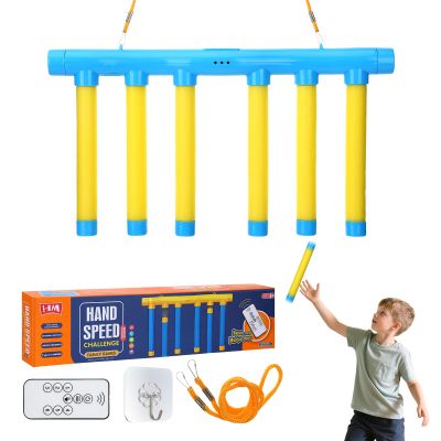 Yuunheg Reflex Challenge Game,Hand Eye Coordination Toys,3 Adjustable Speed Reaction Time Training Tool with Remote Control, Falling Sticks Catching Sticks Game for Adults Teens(Yellow)