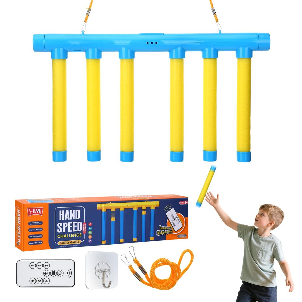 Yuunheg Reflex Challenge Game,Hand Eye Coordination Toys,3 Adjustable Speed Reaction Time Training Tool with Remote Control, Falling Sticks Catching Sticks Game for Adults Teens(Yellow)