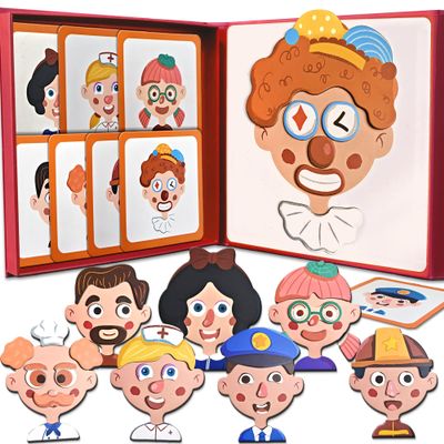 Flamax 53 Pc Magnetic Face Toy for Kids, Faces Dress Up Magnet Puzzles Game for Creativity and Motor Skills with Metal Board & Portable Box, Magnetic Face Toy for Kids, Magnet Puzzles