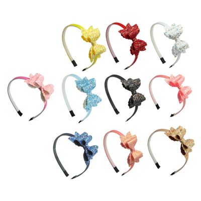 Beaupretty 10Pcs Bowknot Hair Hoops Lovely Sequins Hair Decor for Parties Birthdays and Cosplay Events Comfortable Non Slip Design for Accessories