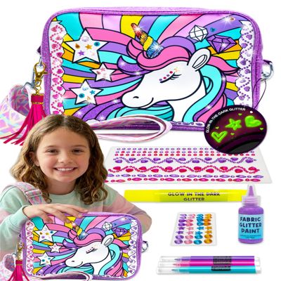 Decorate Your Own Unicorn Crossbody Bag Kit - Color Your Own Purse Art Unicorn Gifts for Girls Age 6-8, Easter Gifts for Girls 6 7 8 9 10-12 Year Old Girl - Birthday Gift, Crafts for Girl Ages 6-8